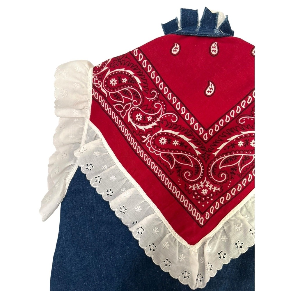 80's Wrangler Concho Bandana Print Fringe Denim Vest 10/12 Girls Western Cowgirl - Picture 9 of 11